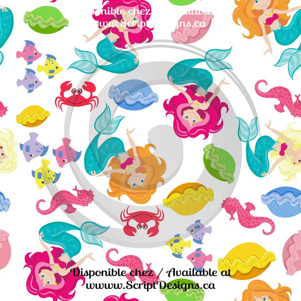 Mermaids - Patterned Adhesive Vinyl (12 Different designs available)