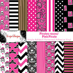 Pink Pirate - Patterned Adhesive Vinyl  (16 Designs)