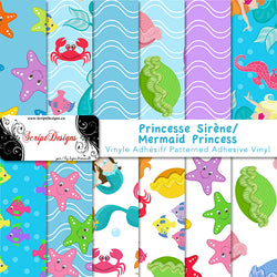 Mermaids - Patterned Adhesive Vinyl (12 Different designs available)