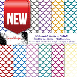 Mermaid Multi Colour White Scales Large - Patterned Adhesive Vinyl (12 Different designs available)