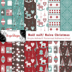 Naive Christmas - Patterned Adhesive Vinyl  (12 Different designs available)